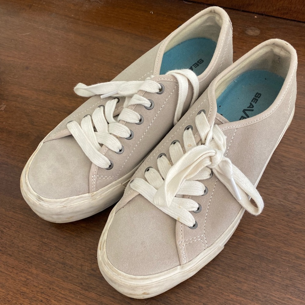 SeaVees Women’s Monterey Platform Tan Suede Sneakers